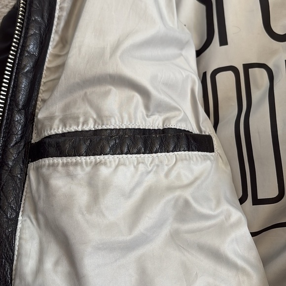 Vintage Leather Modango Sport Black Leather/Fabric Bomber Jacket size L. - Picture 13 of 16